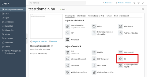 Plesk Git használalat