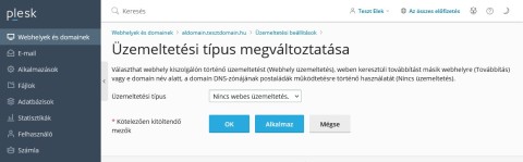 Nincs webes üzemeltetés