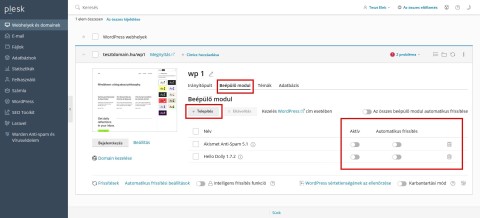 wordpress pluginek kezelése
