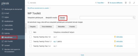wordpress témák kezelése