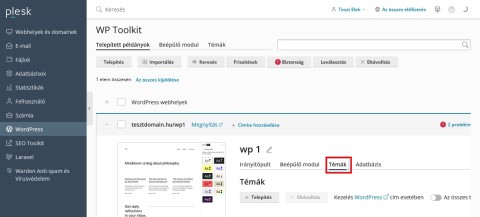 wordpress témák kezelése