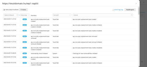 WordPress telepítések eseményeinek naplózása